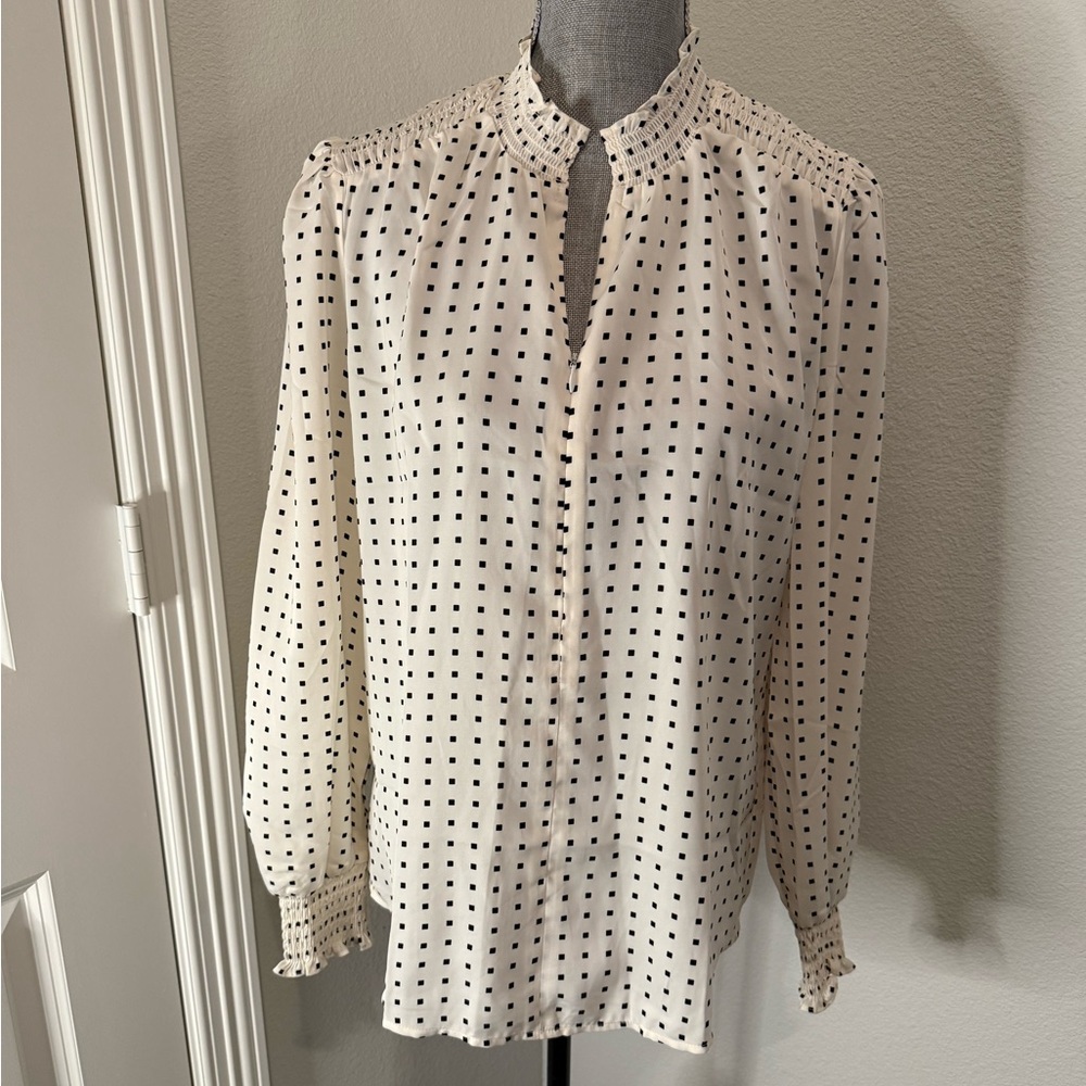 Tamara H Polka Dot Blouse - Cream and Black - M